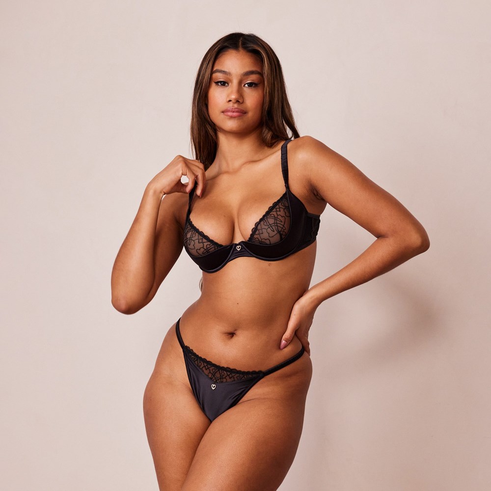 Lounge Underwear Admire Balcony Bra & G-string Set Noir | VXTWRM-462