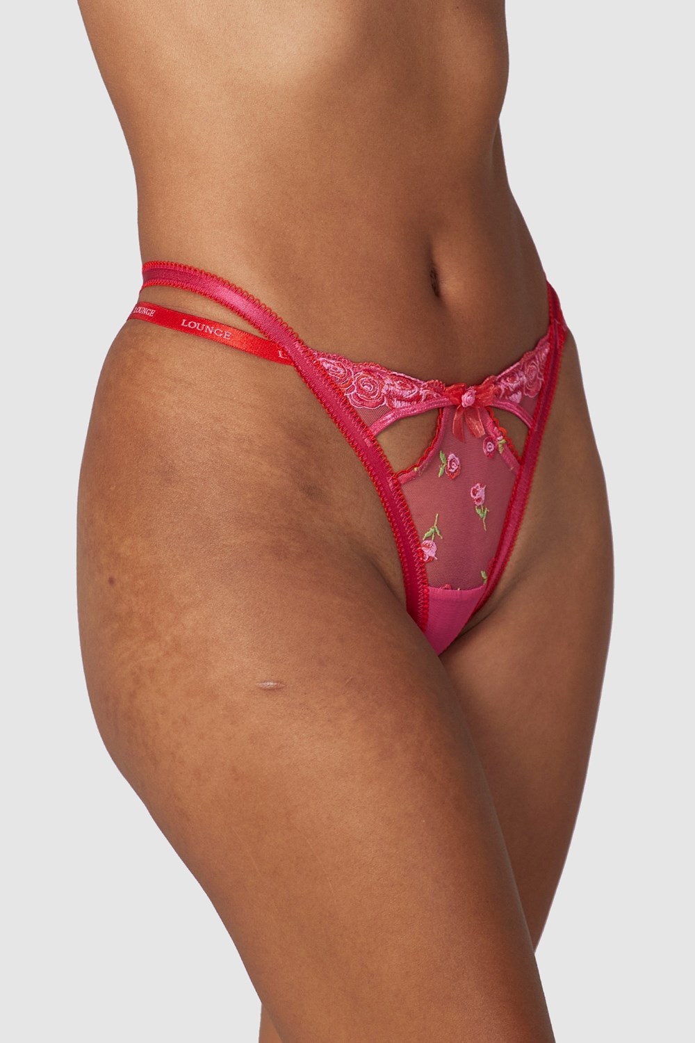 Lounge Underwear Blush Embroidered G-string Rose | QVIZOU-863