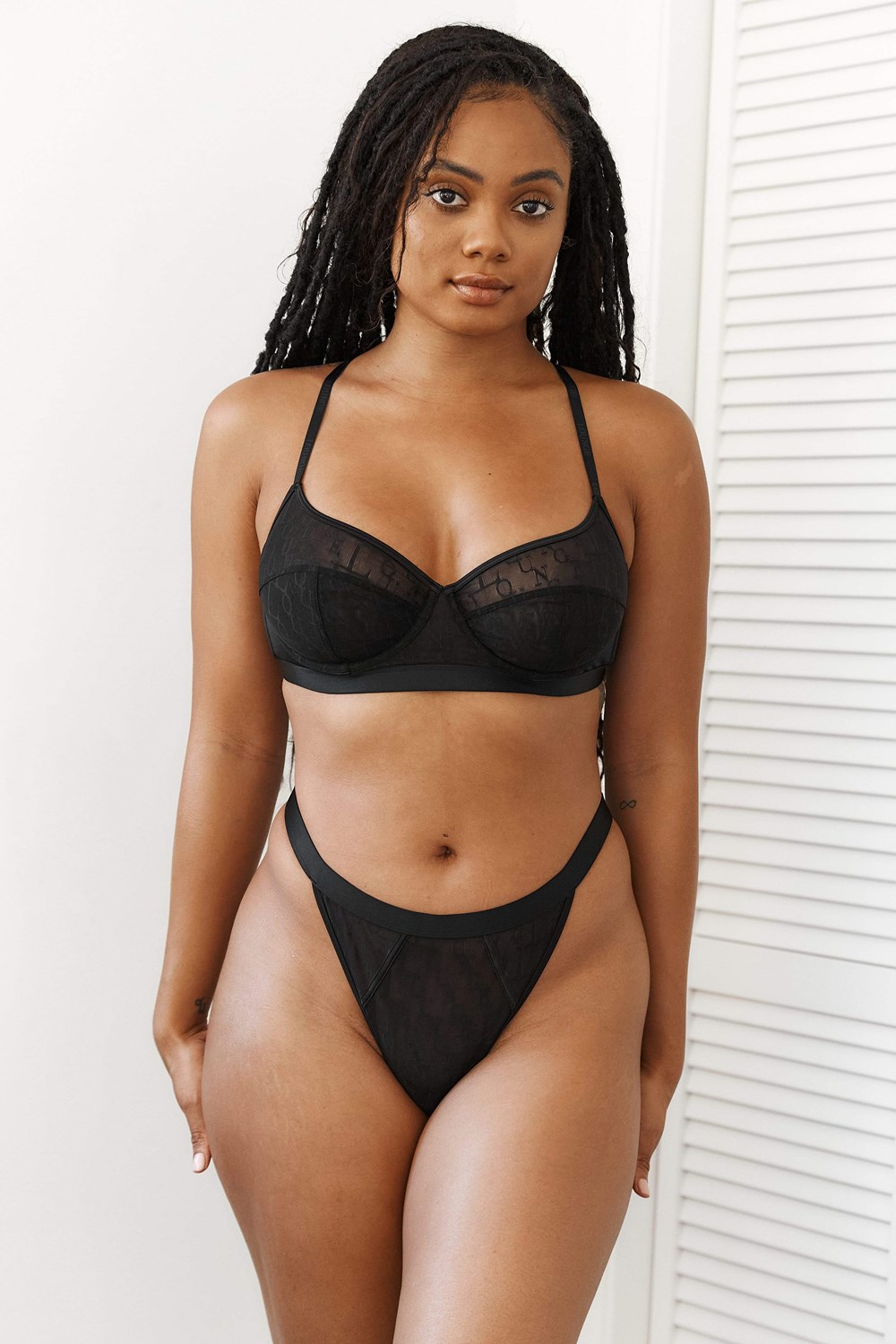 Lounge Underwear Chic Balcony Bra & Lanières Set Noir | PROMCE-426