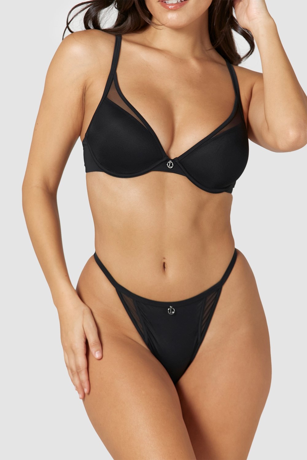 Lounge Underwear Classiche Plunge T-shirt Bra & Lanières/Briefs Set Noir | GHVCSZ-690