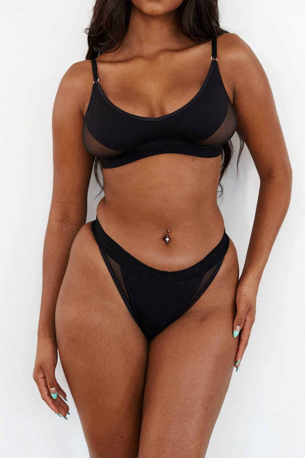 Lounge Underwear Contour Mesh Bra & Lanières/Briefs Set Noir | GIWNTF-869