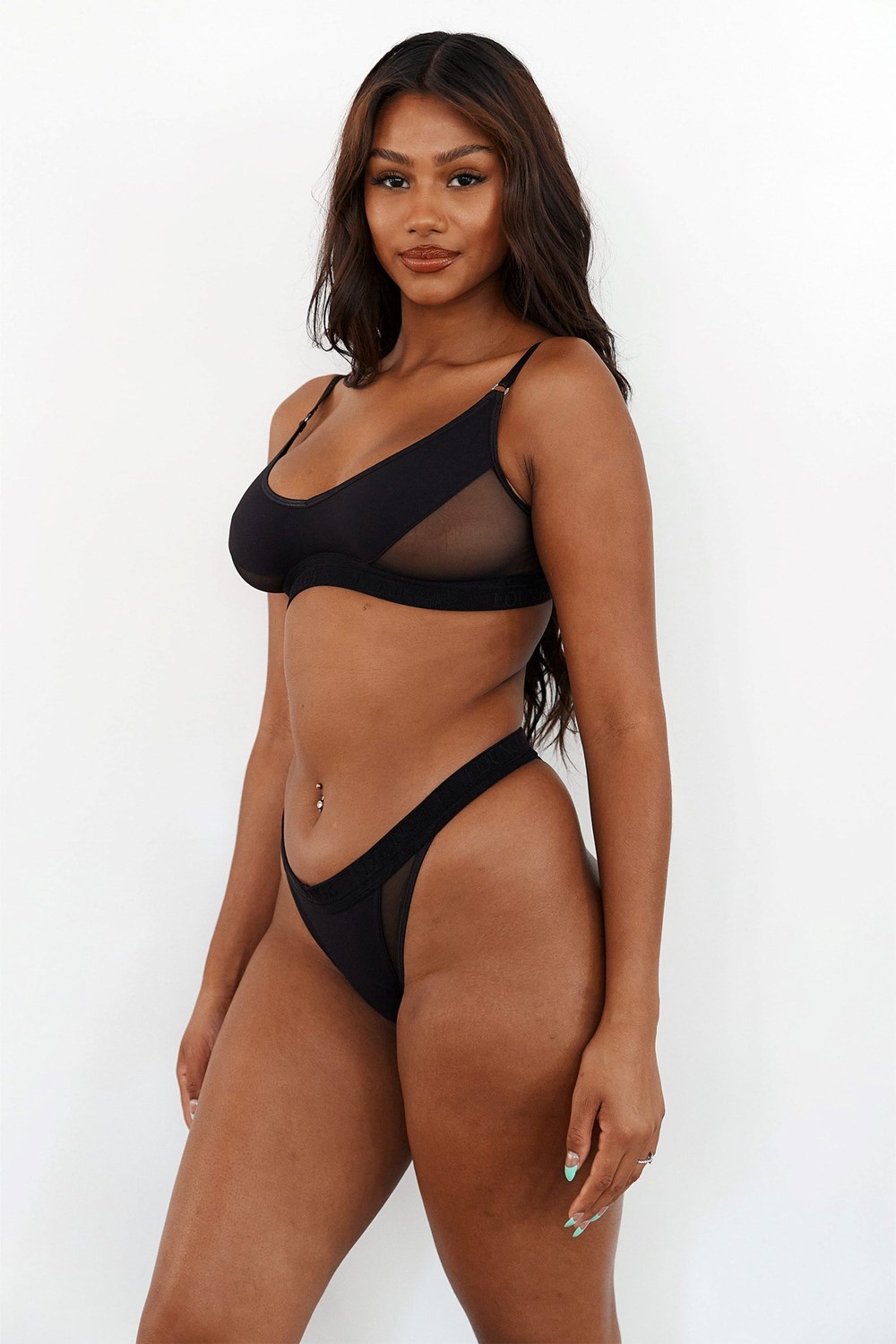 Lounge Underwear Contour Mesh Bra & Lanières/Briefs Set Noir | GIWNTF-869