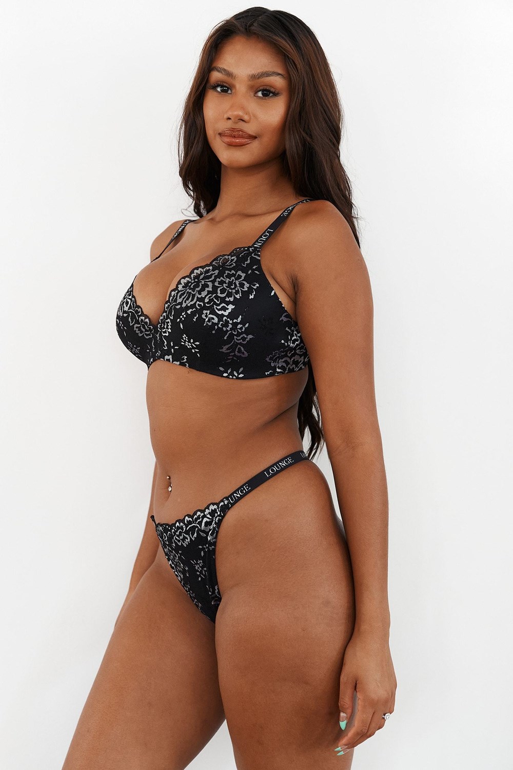 Lounge Underwear Dentelle Magic Bra & Lanières Set Noir | EKLTSA-059
