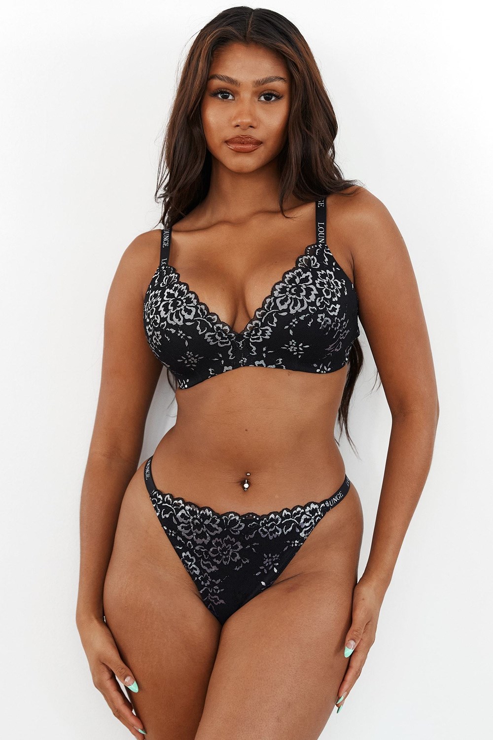 Lounge Underwear Dentelle Magic Bra & Lanières Set Noir | EKLTSA-059