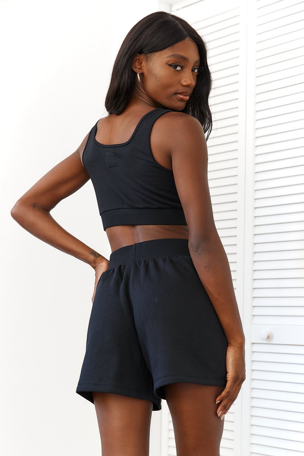 Lounge Underwear Essential Crop Top & Shorts Set Noir | VCLBFQ-735