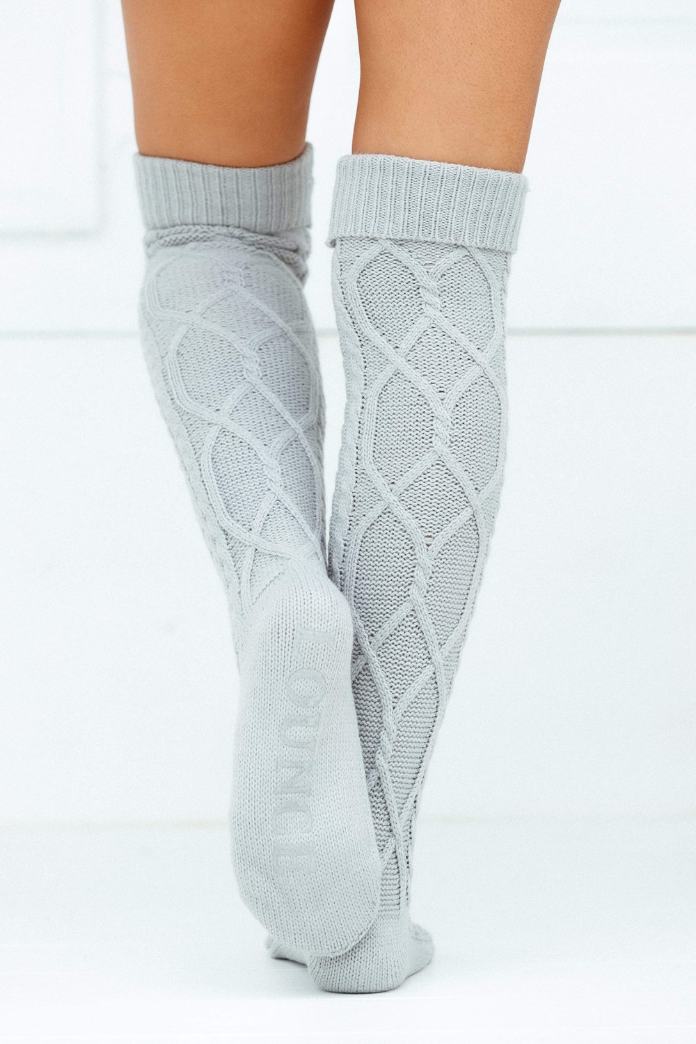 Lounge Underwear Knee-High Cosy Tricoté Socks Grise | FLOTZW-096