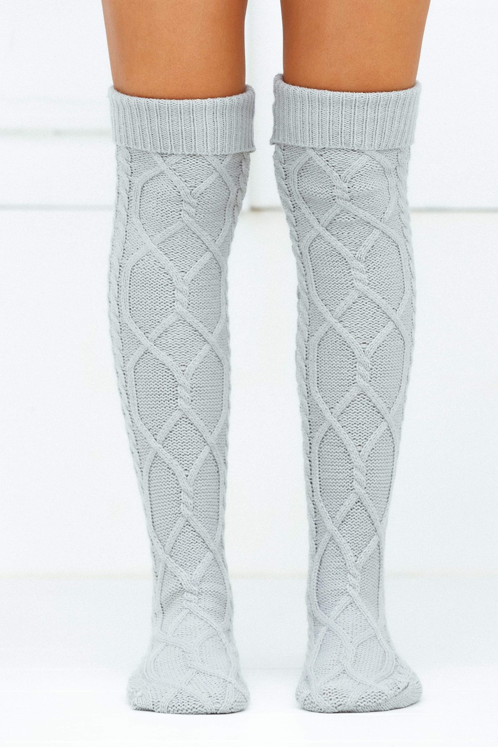 Lounge Underwear Knee-High Cosy Tricoté Socks Grise | FLOTZW-096
