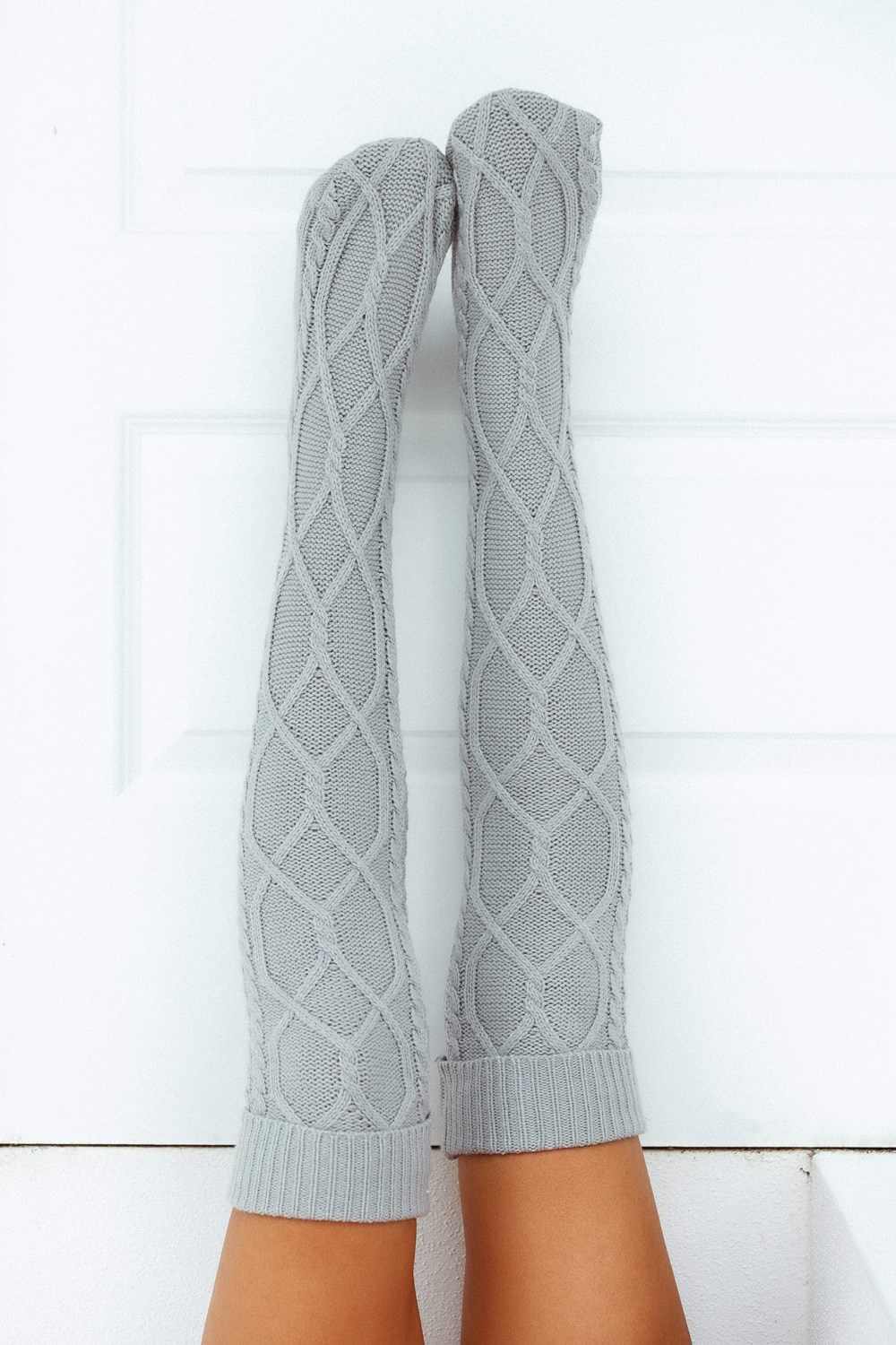 Lounge Underwear Knee-High Cosy Tricoté Socks Grise | FLOTZW-096