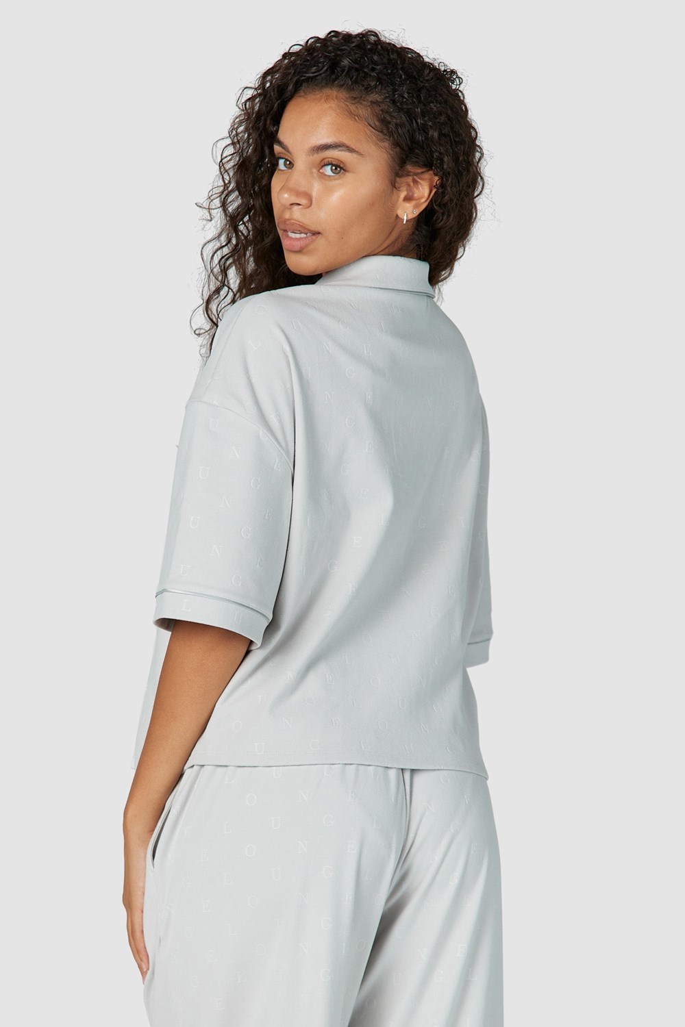 Lounge Underwear Luxury Embossed Pajama Shirt Frost | DSREQB-930