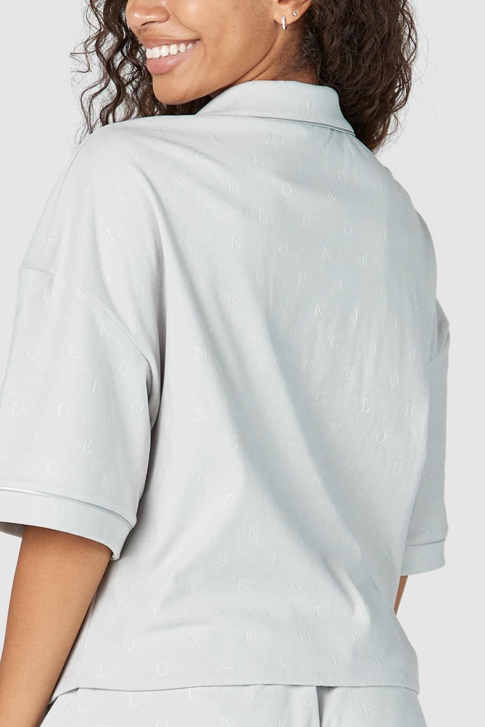 Lounge Underwear Luxury Embossed Pajama Shirt Frost | DSREQB-930