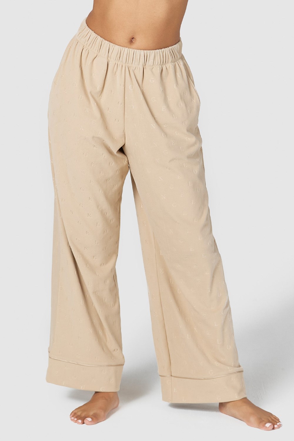 Lounge Underwear Luxury Embossed Pajama Trousers Mink | HJMYIF-834