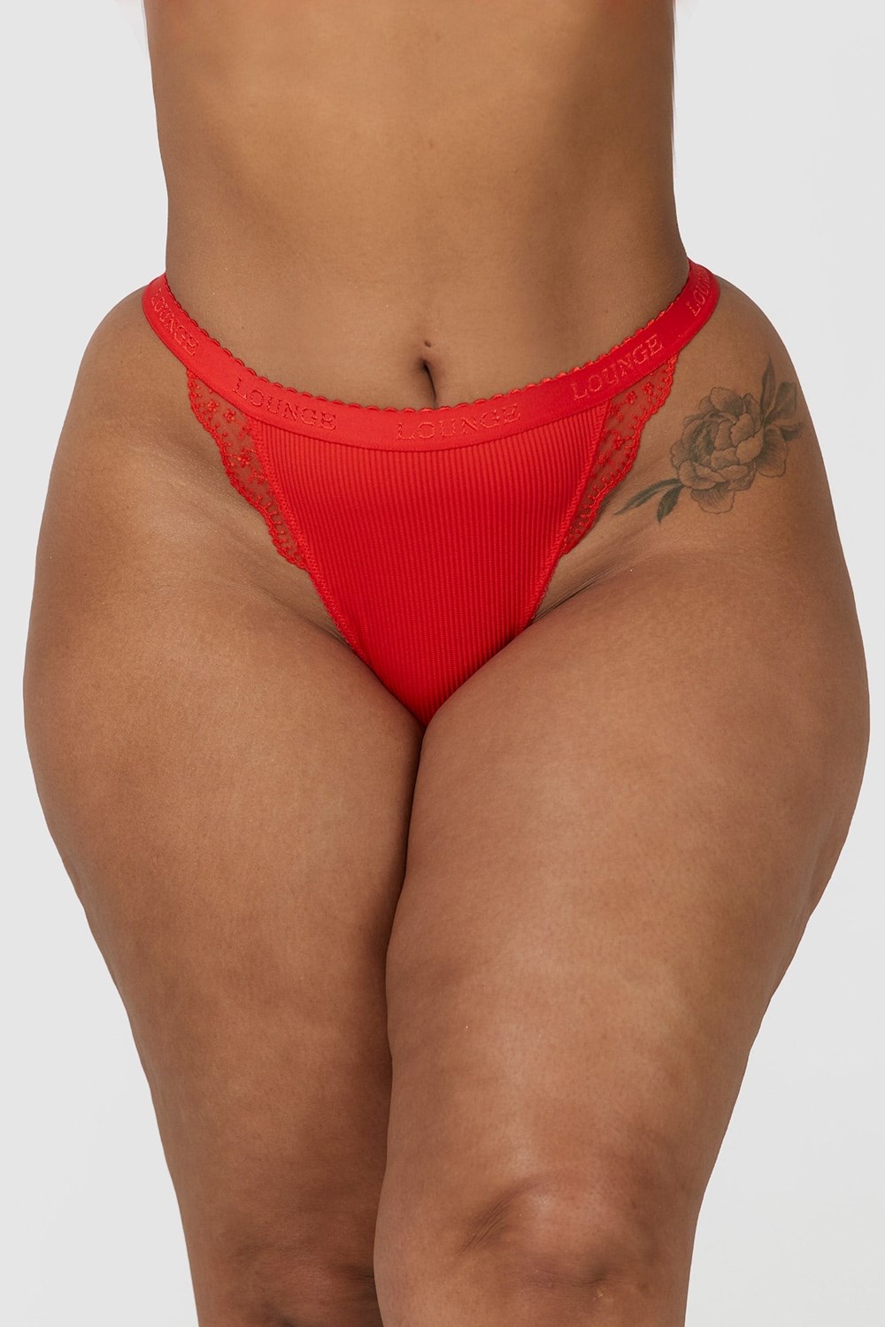Lounge Underwear Nervuré Lanières Rouge | IZFRYO-652
