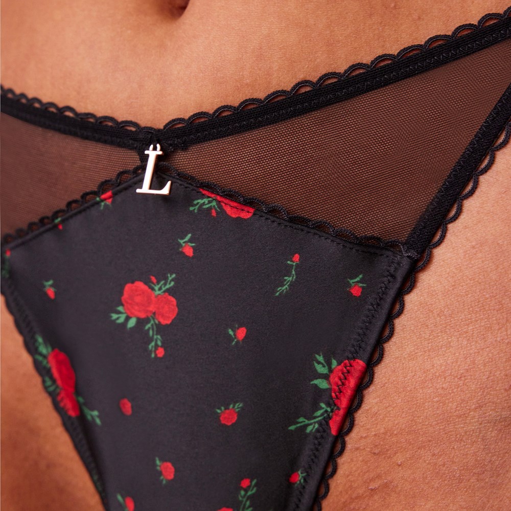 Lounge Underwear Rose Lanières Noir | RAYNZV-653