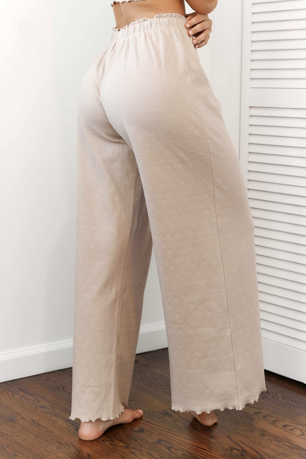 Lounge Underwear Ruffle Pajama Trousers Mink | LCZMSW-607