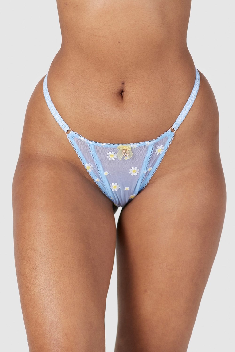 Lounge Underwear Sheer Floral Lanières Bleu | ULJOIY-793