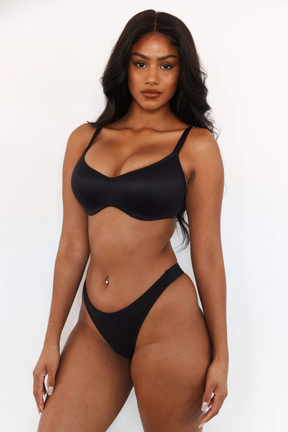 Lounge Underwear Sleek Mindful Bra & Lanières/Briefs Set Noir | DSZIVM-302