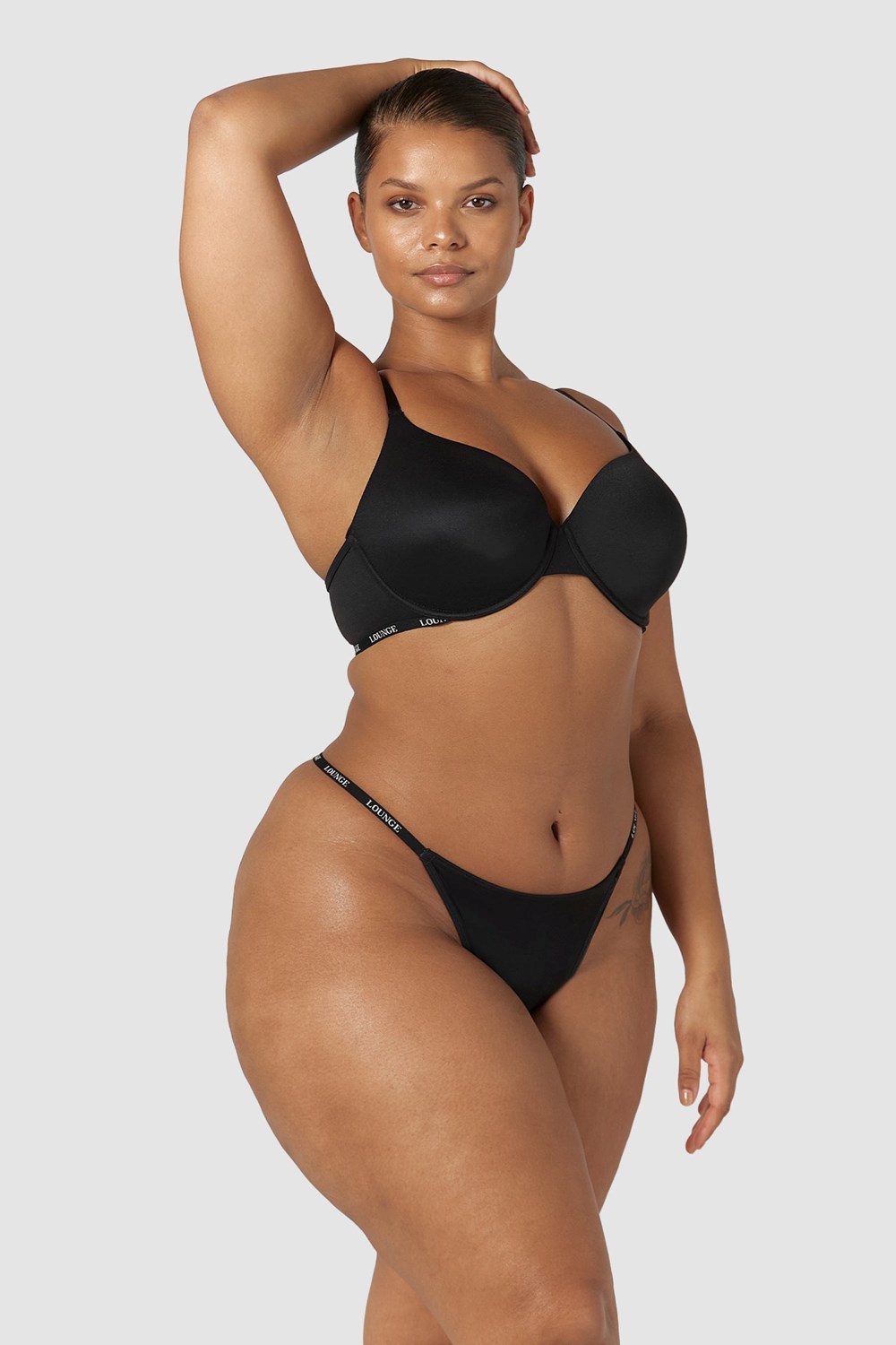 Lounge Underwear Smooth Classiche T-shirt Bra & Lanières/Briefs Set Noir | AGELXH-809