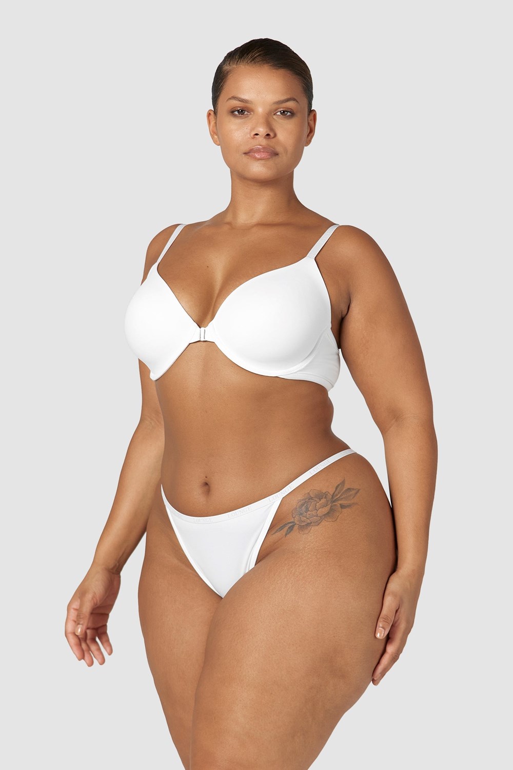 Lounge Underwear Smooth Front Fixation T-shirt Bra & Lanières/Briefs Set Blanche | WTJXHL-071