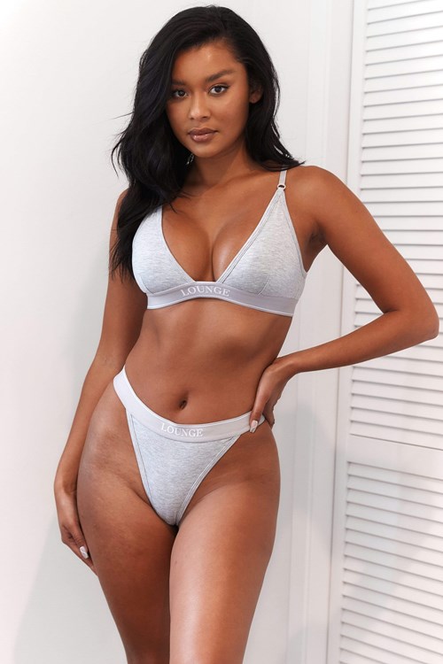 Lounge Underwear Bamboo Minimal Triangle Bra & Lanières/Briefs Set Grise | ANILSO-324
