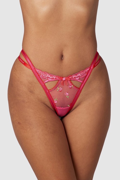 Lounge Underwear Blush Embroidered G-string Rose | BWKZYL-724