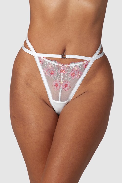 Lounge Underwear Ditsy Embroidered G-string Blanche | DVGCRE-852