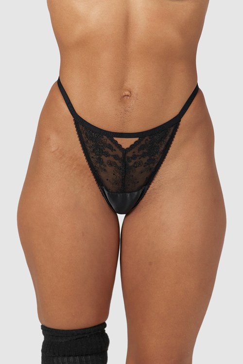 Lounge Underwear Flirt G-string Noir | MYOTWE-390