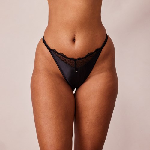 Lounge Underwear Matelassé Dentelle G-string Noir | DYHRXZ-234