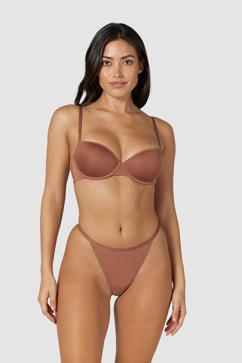 Lounge Underwear Your Everyday T-shirt Bra & Lanières/Briefs Set Mocha | YGJOAR-130